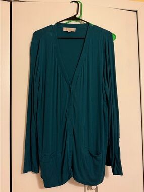 LOFT Teal Long Sleeve V-Neck Cardigan